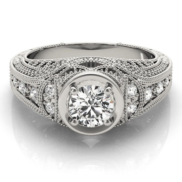 Enchanted Antique Round Diamond Engagement Ring — 9K/18K Gold & Platinum