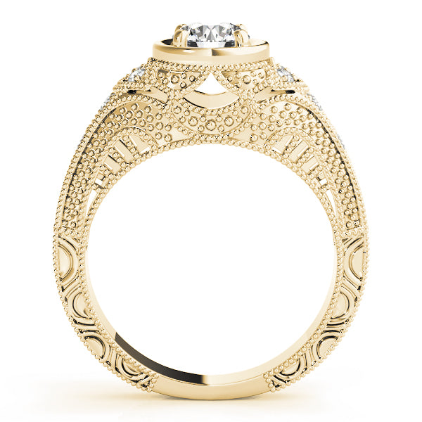Enchanted Antique Round Diamond Engagement Ring — 9K/18K Gold & Platinum
