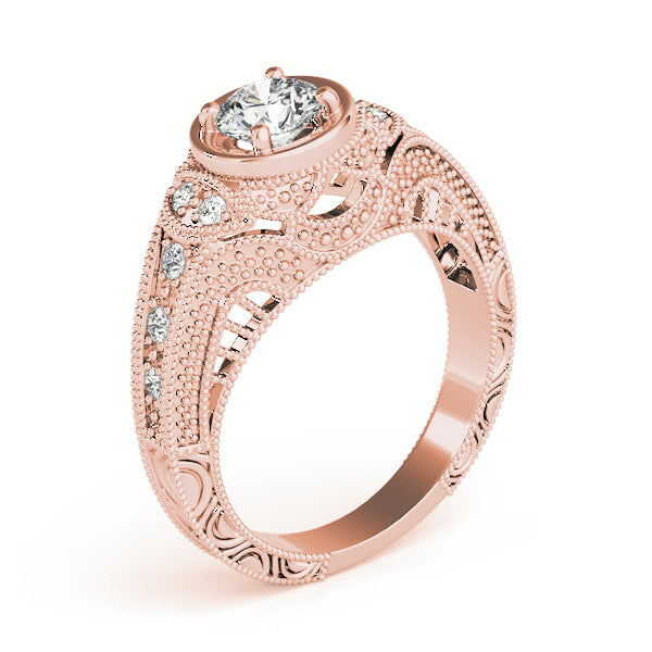 Enchanted Antique Round Diamond Engagement Ring — 9K/18K Gold & Platinum