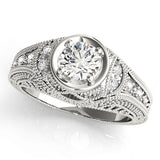 Enchanted Antique Round Diamond Engagement Ring — 9K/18K Gold & Platinum