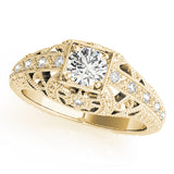 Pristine Antique Round Diamond Engagement Ring — 9K/18K Gold & Platinum