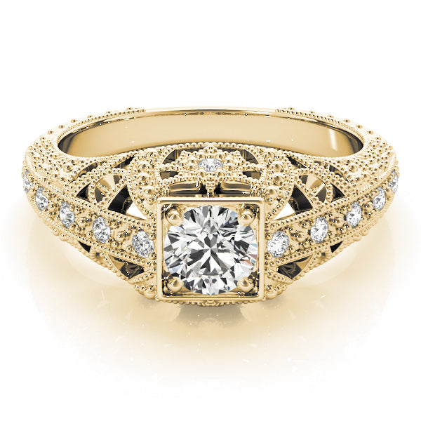 Pristine Antique Round Diamond Engagement Ring — 9K/18K Gold & Platinum