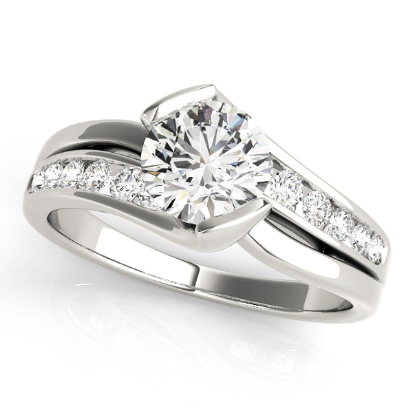 Cherished Bypass Round Diamond Engagement Ring — 9K/18K Gold & Platinum