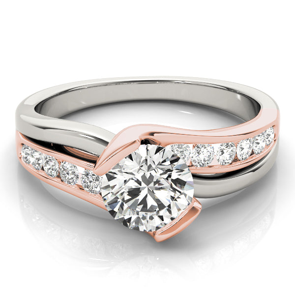Cherished Bypass Round Diamond Engagement Ring — 9K/18K Gold & Platinum