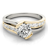 Cherished Bypass Round Diamond Engagement Ring — 9K/18K Gold & Platinum