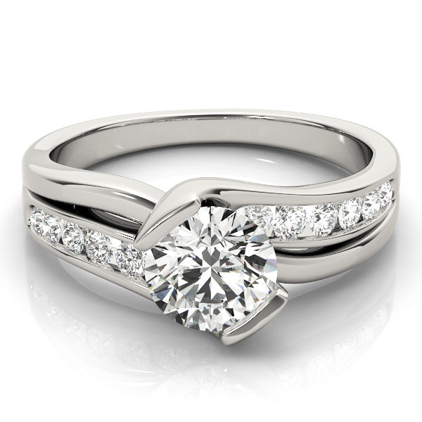 Cherished Bypass Round Diamond Engagement Ring — 9K/18K Gold & Platinum