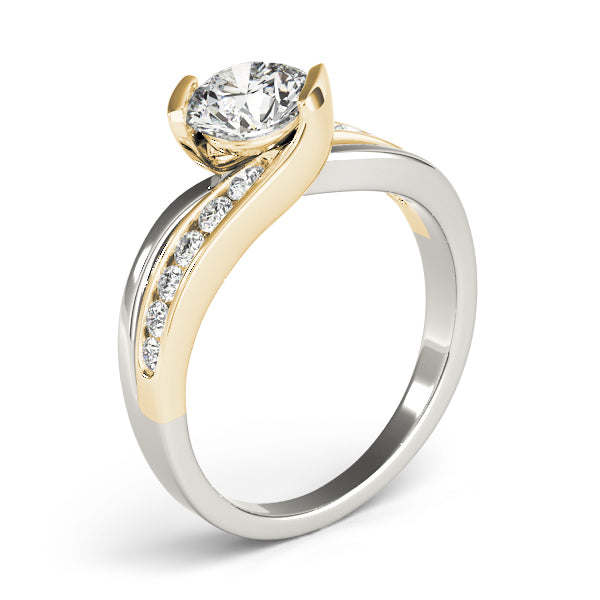 Cherished Bypass Round Diamond Engagement Ring — 9K/18K Gold & Platinum