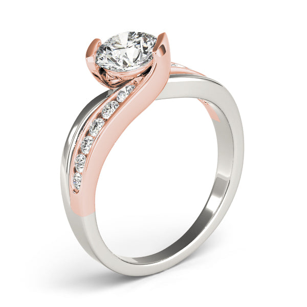 Cherished Bypass Round Diamond Engagement Ring — 9K/18K Gold & Platinum