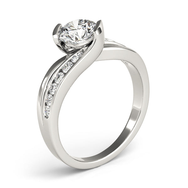 Cherished Bypass Round Diamond Engagement Ring — 9K/18K Gold & Platinum
