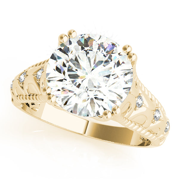 Couture 10mm Shank Design Round Diamond Engagement Ring — 9K/18K Gold & Platinum