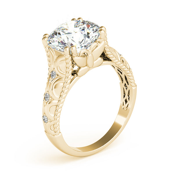 Couture 10mm Shank Design Round Diamond Engagement Ring — 9K/18K Gold & Platinum