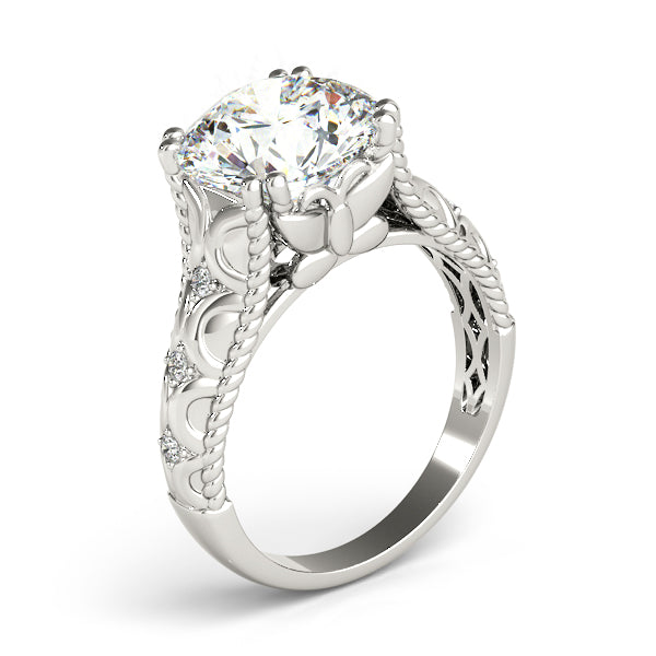 Couture 10mm Shank Design Round Diamond Engagement Ring — 9K/18K Gold & Platinum