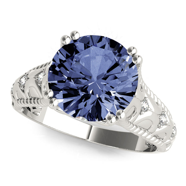 Couture 10mm Shank Design Round Diamond Engagement Ring — 9K/18K Gold & Platinum