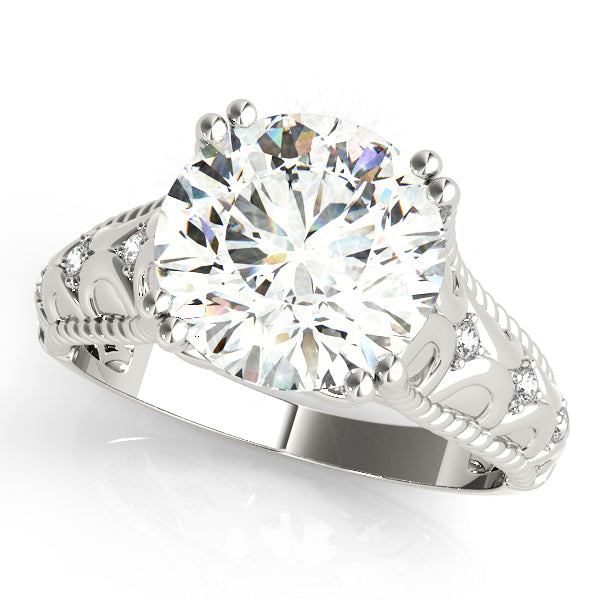Couture 10mm Shank Design Round Diamond Engagement Ring — 9K/18K Gold & Platinum