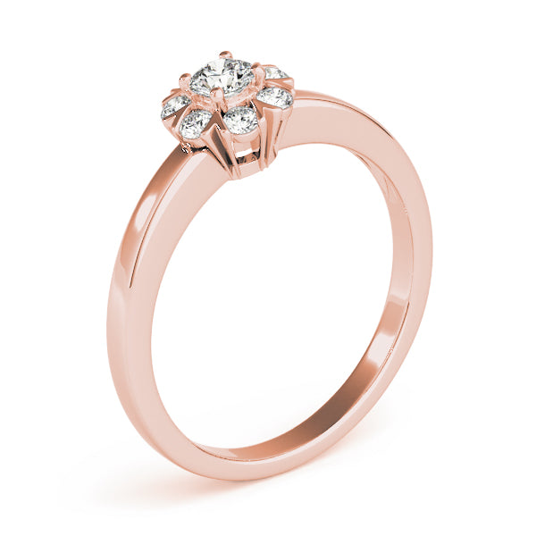 Graceful Cluster Ring Split Prongs Round Diamond Engagement Ring — 9K/18K Gold & Platinum