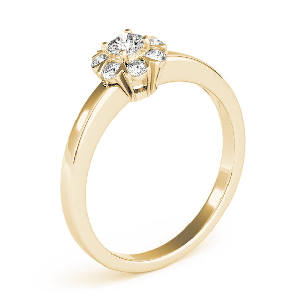 Graceful Cluster Ring Split Prongs Round Diamond Engagement Ring — 9K/18K Gold & Platinum