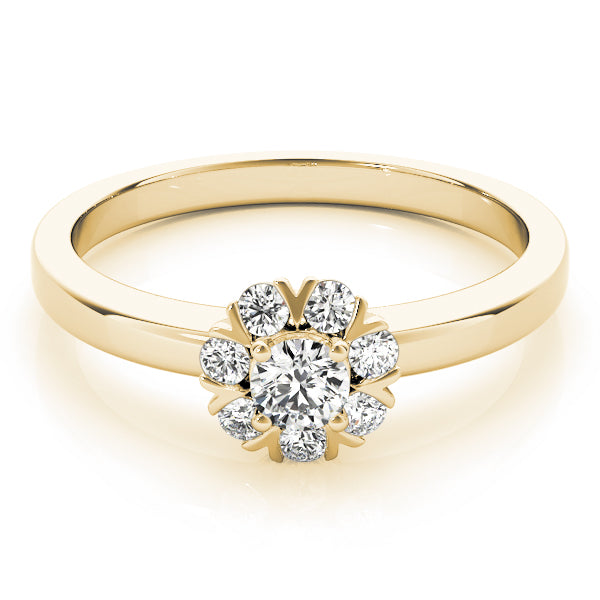 Graceful Cluster Ring Split Prongs Round Diamond Engagement Ring — 9K/18K Gold & Platinum