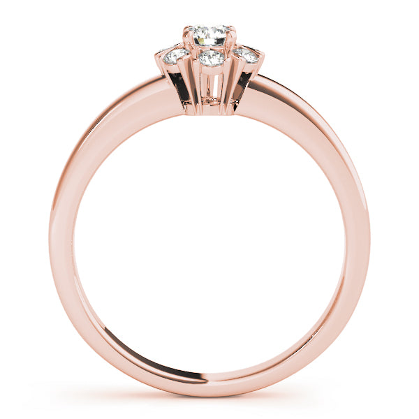 Graceful Cluster Ring Split Prongs Round Diamond Engagement Ring — 9K/18K Gold & Platinum