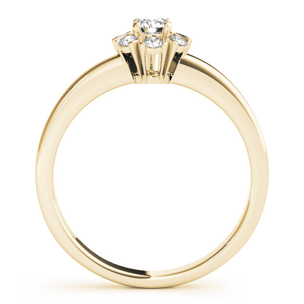 Graceful Cluster Ring Split Prongs Round Diamond Engagement Ring — 9K/18K Gold & Platinum