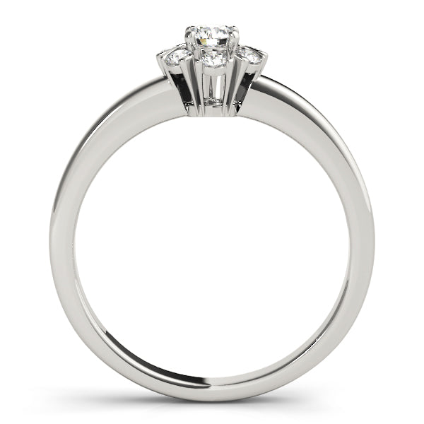Graceful Cluster Ring Split Prongs Round Diamond Engagement Ring — 9K/18K Gold & Platinum