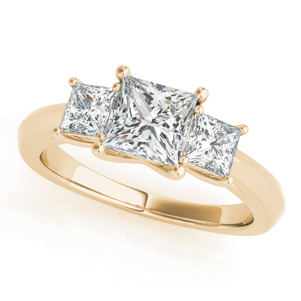 Sophisticated Three-Stone Cut Princess Diamond Engagement Ring — 9K/18K Gold & Platinum