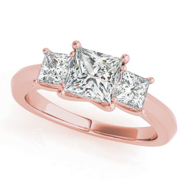 Sophisticated Three-Stone Cut Princess Diamond Engagement Ring — 9K/18K Gold & Platinum