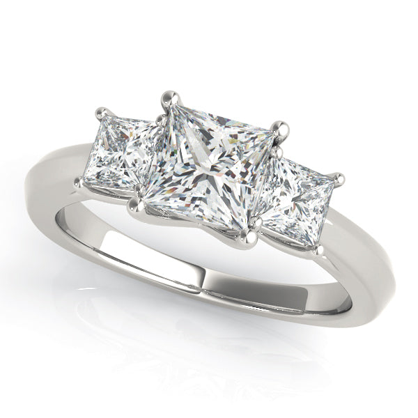 Sophisticated Three-Stone Cut Princess Diamond Engagement Ring — 9K/18K Gold & Platinum