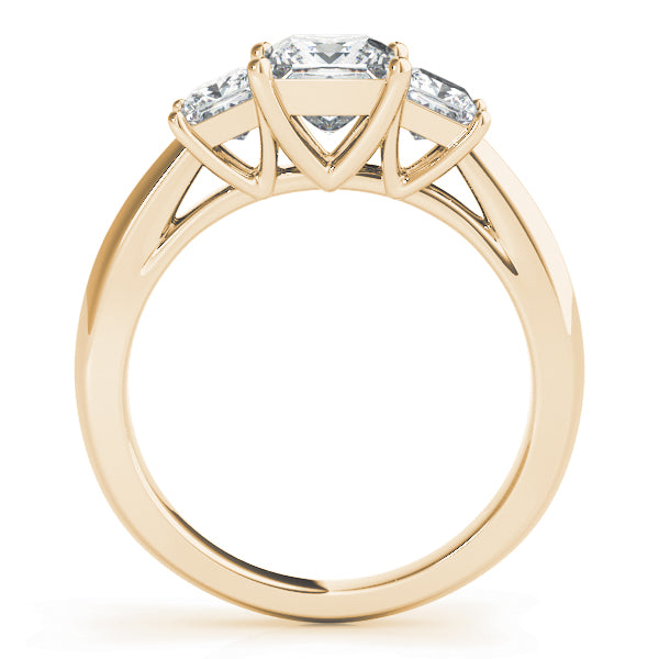 Sophisticated Three-Stone Cut Princess Diamond Engagement Ring — 9K/18K Gold & Platinum
