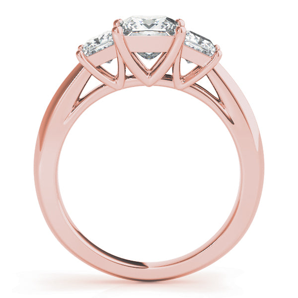 Sophisticated Three-Stone Cut Princess Diamond Engagement Ring — 9K/18K Gold & Platinum