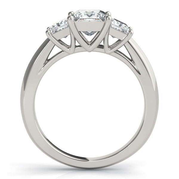 Sophisticated Three-Stone Cut Princess Diamond Engagement Ring — 9K/18K Gold & Platinum