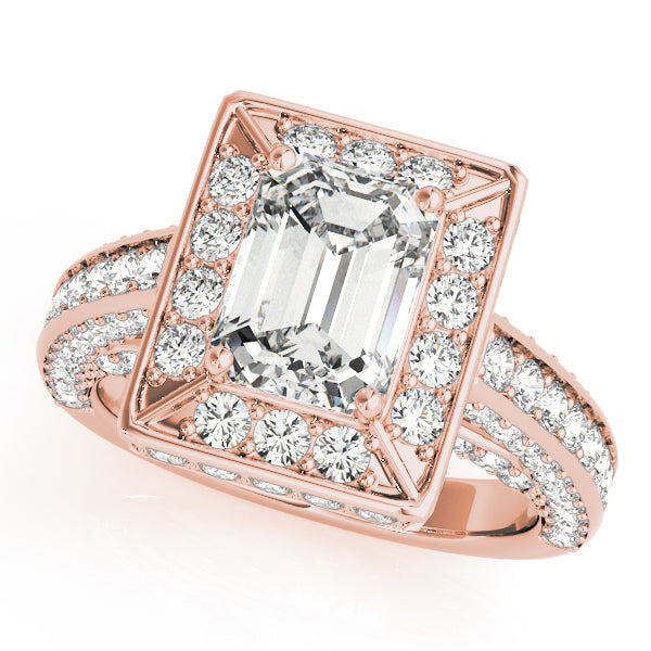 Radiant Halo Engagement Ring For Cut Emerald Diamond Engagement Ring — 9K/18K Gold & Platinum