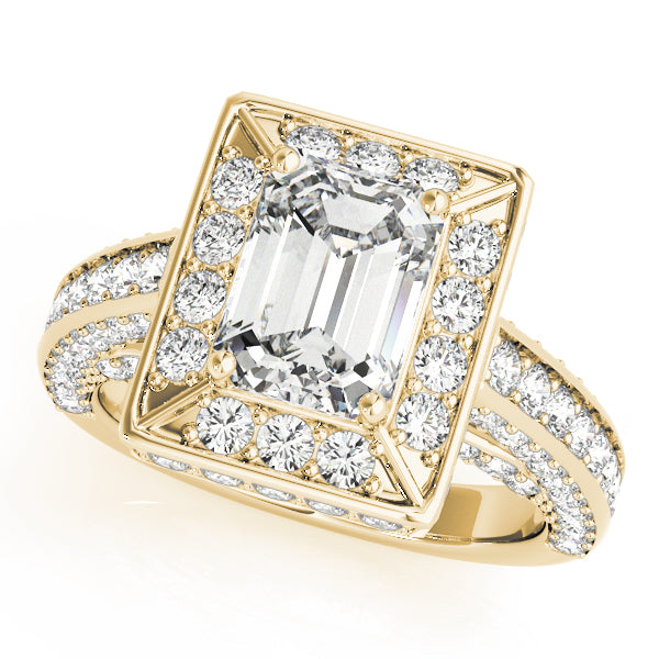 Radiant Halo Engagement Ring For Cut Emerald Diamond Engagement Ring — 9K/18K Gold & Platinum