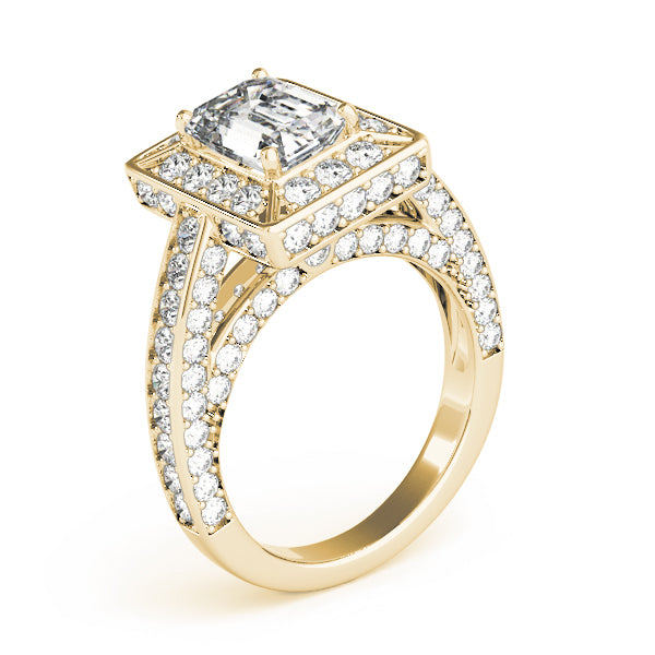 Radiant Halo Engagement Ring For Cut Emerald Diamond Engagement Ring — 9K/18K Gold & Platinum