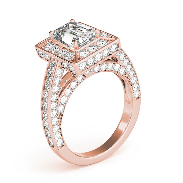 Radiant Halo Engagement Ring For Cut Emerald Diamond Engagement Ring — 9K/18K Gold & Platinum