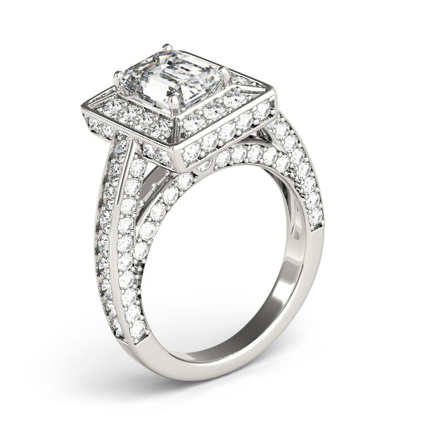 Radiant Halo Engagement Ring For Cut Emerald Diamond Engagement Ring — 9K/18K Gold & Platinum