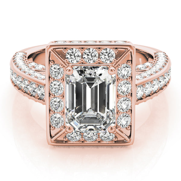 Radiant Halo Engagement Ring For Cut Emerald Diamond Engagement Ring — 9K/18K Gold & Platinum