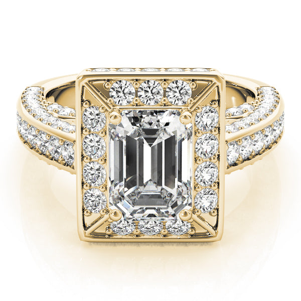Radiant Halo Engagement Ring For Cut Emerald Diamond Engagement Ring — 9K/18K Gold & Platinum