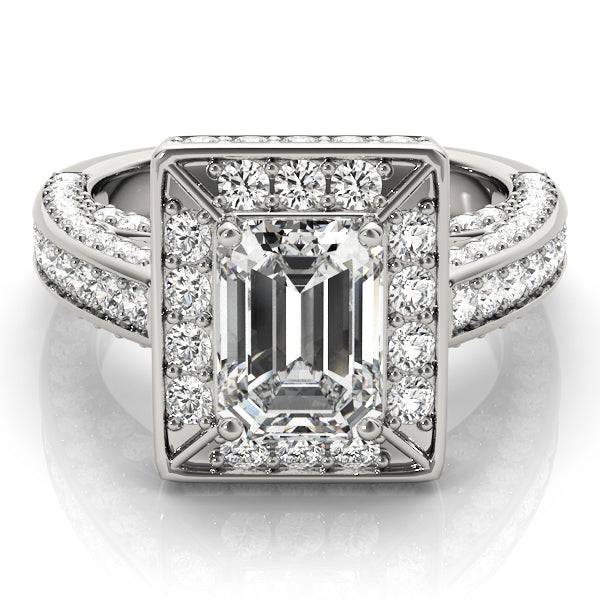 Radiant Halo Engagement Ring For Cut Emerald Diamond Engagement Ring — 9K/18K Gold & Platinum