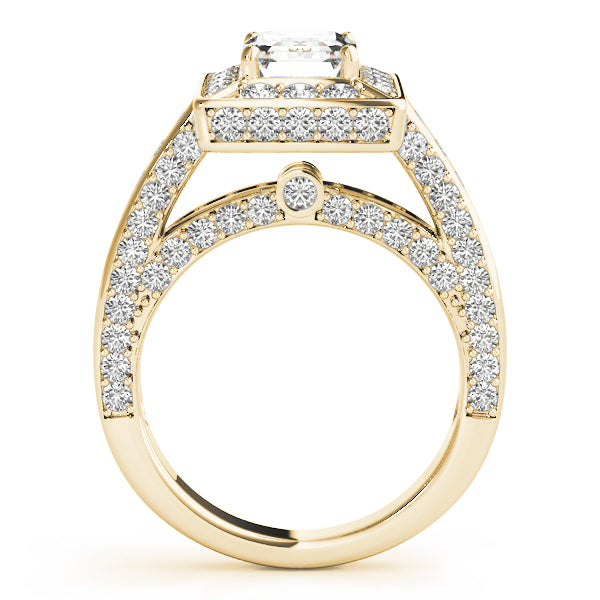 Radiant Halo Engagement Ring For Cut Emerald Diamond Engagement Ring — 9K/18K Gold & Platinum