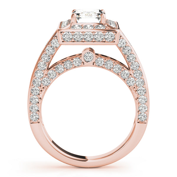 Radiant Halo Engagement Ring For Cut Emerald Diamond Engagement Ring — 9K/18K Gold & Platinum