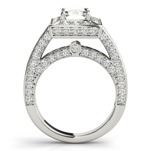 Radiant Halo Engagement Ring For Cut Emerald Diamond Engagement Ring — 9K/18K Gold & Platinum