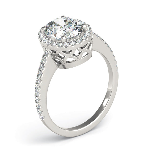 Brilliant Halo Oval Diamond Engagement Ring — 9K/18K Gold & Platinum