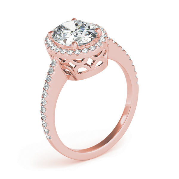 Brilliant Halo Oval Diamond Engagement Ring — 9K/18K Gold & Platinum