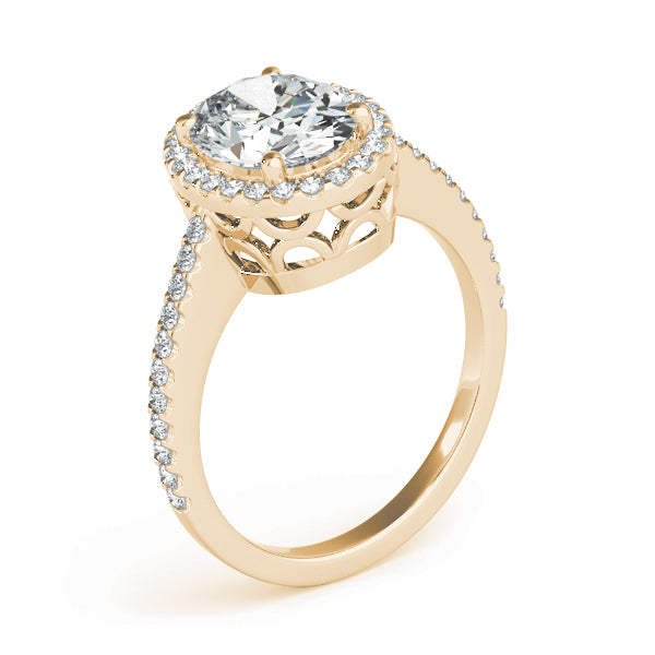 Brilliant Halo Oval Diamond Engagement Ring — 9K/18K Gold & Platinum