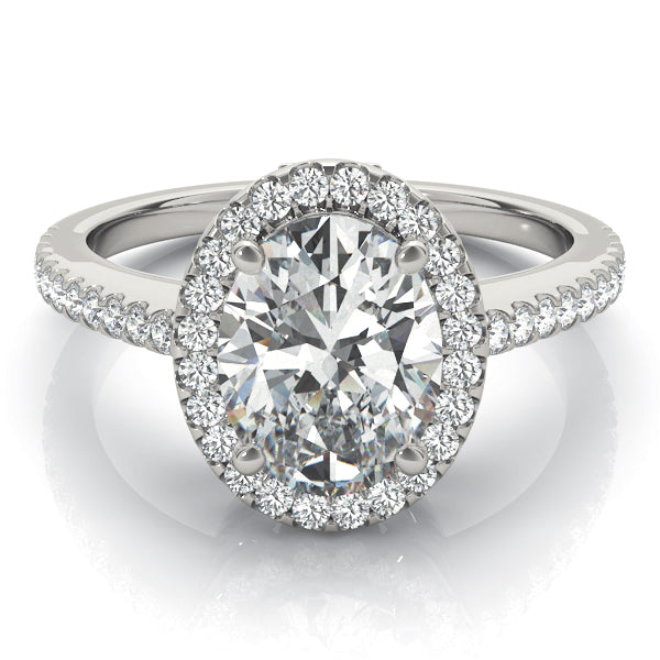 Brilliant Halo Oval Diamond Engagement Ring — 9K/18K Gold & Platinum