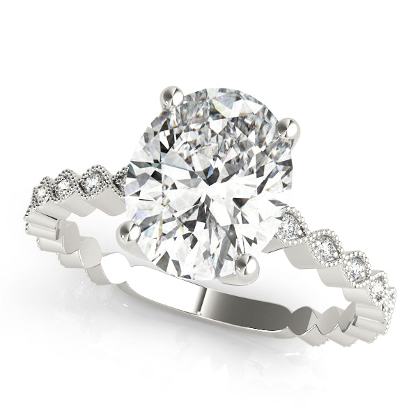 Brilliant Color Rings Oval Diamond Engagement Ring — 9K/18K Gold & Platinum