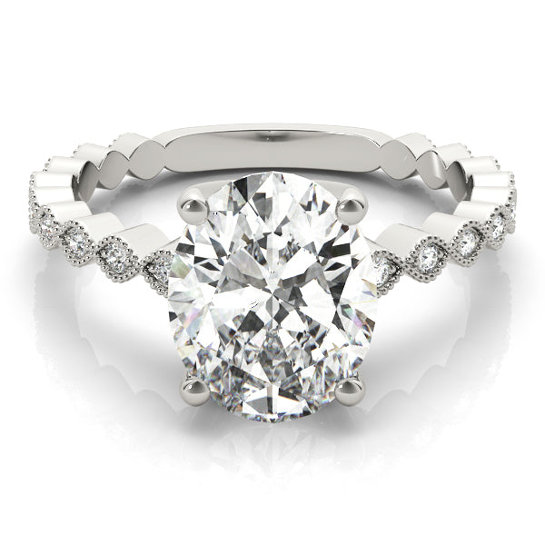 Brilliant Color Rings Oval Diamond Engagement Ring — 9K/18K Gold & Platinum