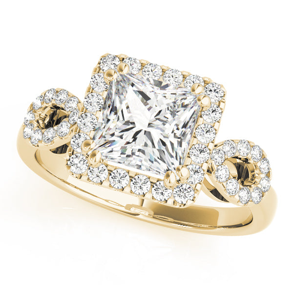 Enchanted Halo Princess Diamond Engagement Ring — 9K/18K Gold & Platinum