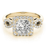 Enchanted Halo Princess Diamond Engagement Ring — 9K/18K Gold & Platinum