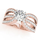 Adored Multi-Row Round Diamond Engagement Ring — 9K/18K Gold & Platinum